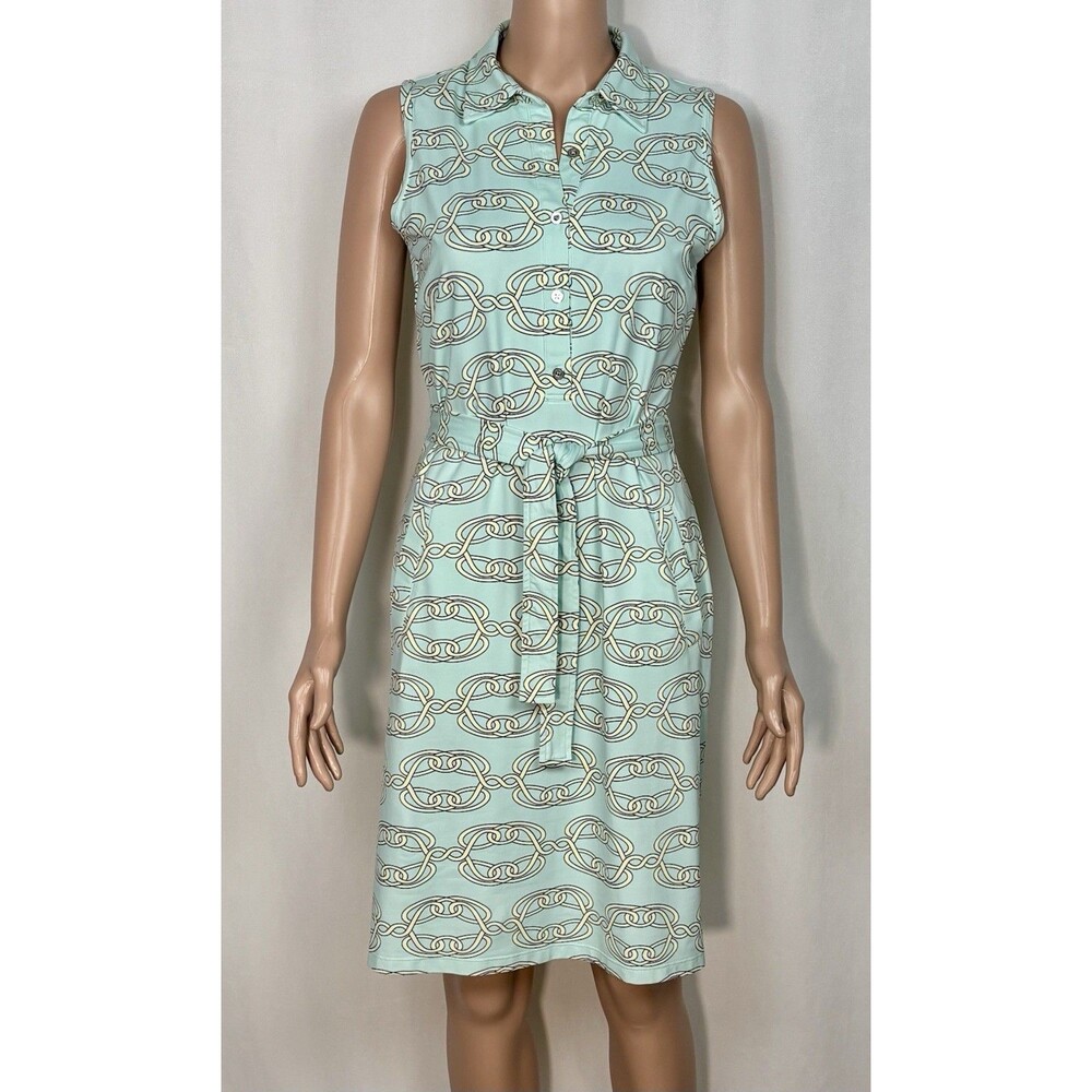 J. McLaughlin Dress Size Small Chain Link Sleeveless Belted Pockets Shift